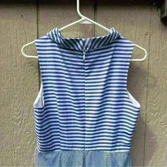 New York & Company Striped Blue White High Low Summer Dress Size 4 - Picture 5 of 6